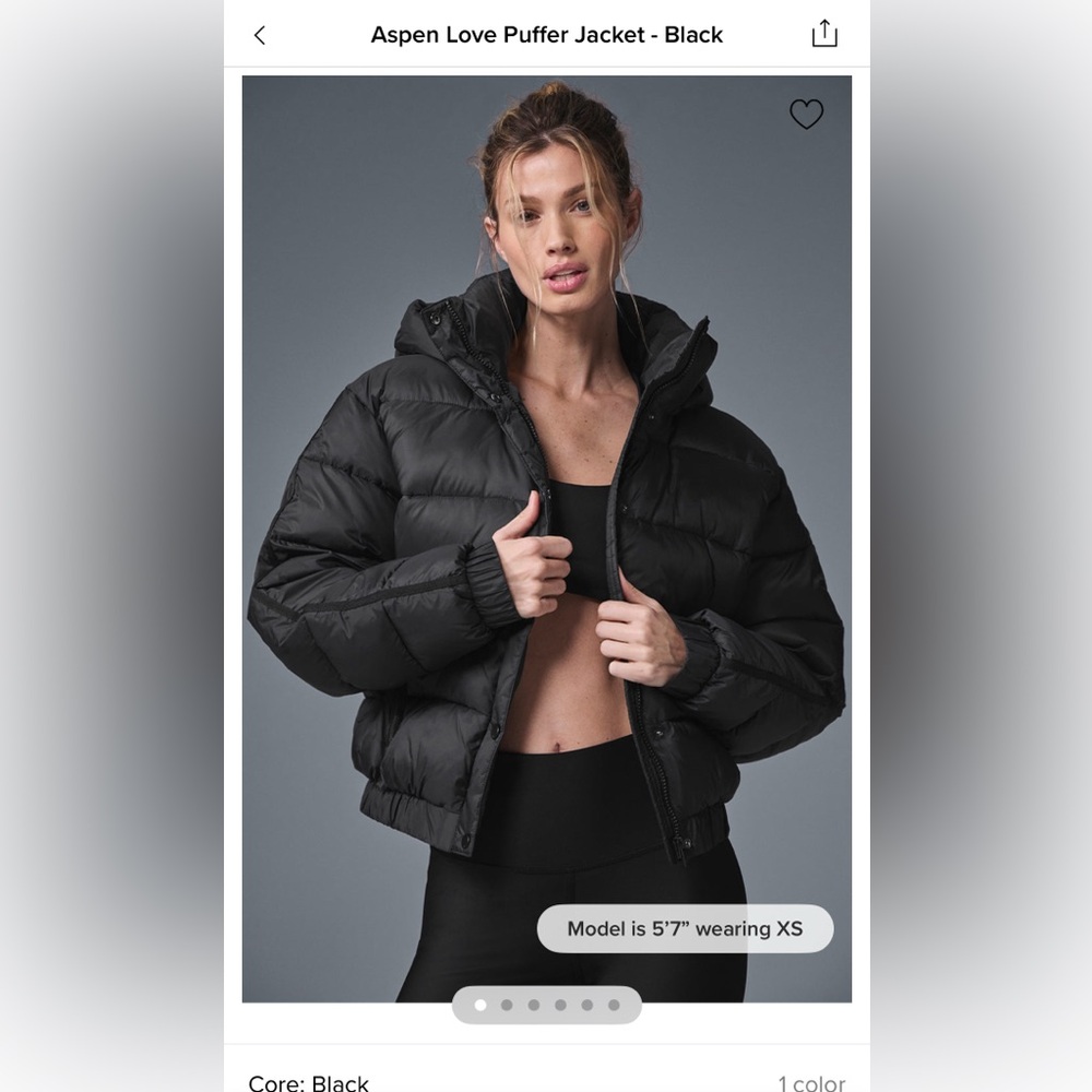 Alo Yoga Aspen Love Puffer Jacket Black XS - Picture 1 of 8